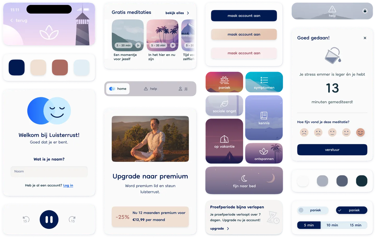 Componenten van de luisterrust interface