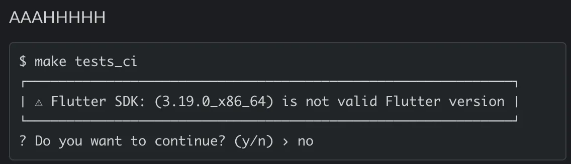 AAAAAAAH! Flutter SDK 3.19.0_x86_64 is not valid Flutter version! Back to square one!