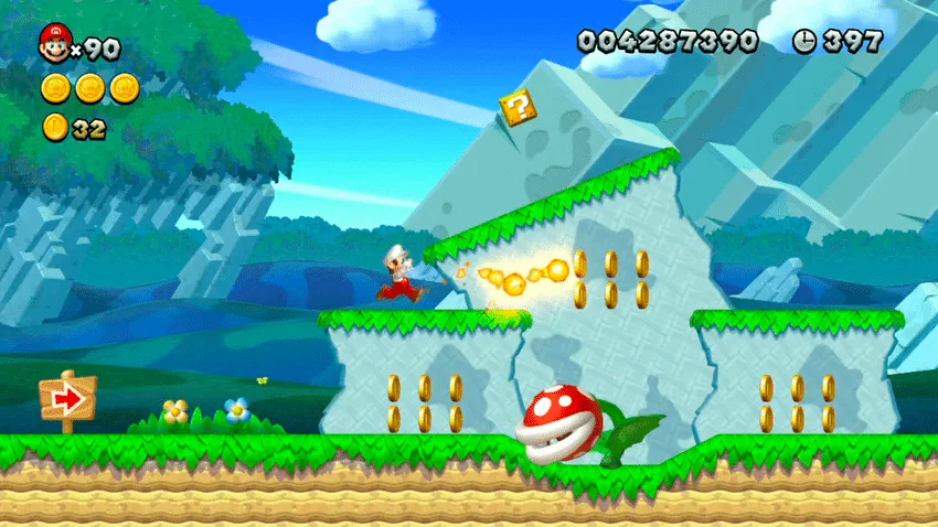 The opening level of Super Mario Bros U. Deluxe