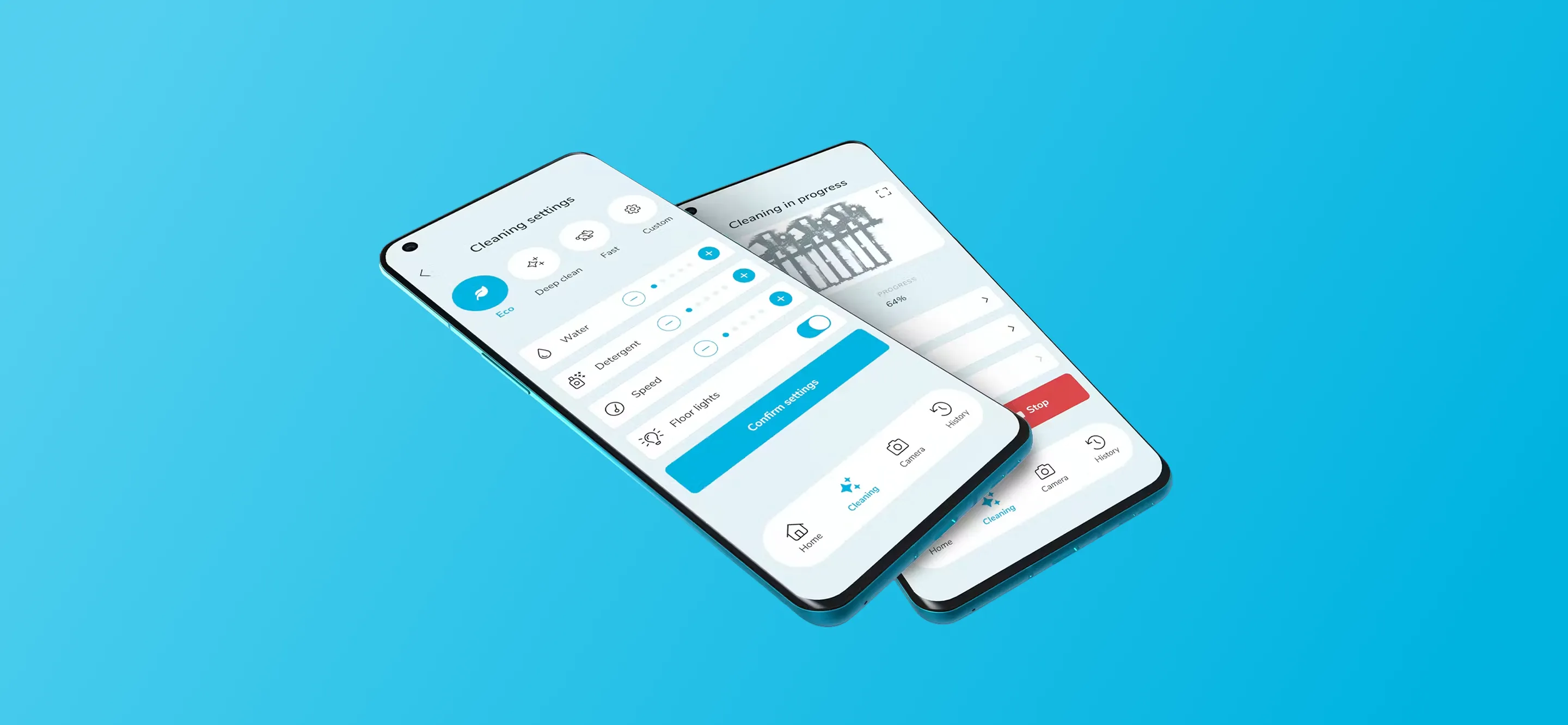 Co-botic 65 app met schoonmaakinstellingen