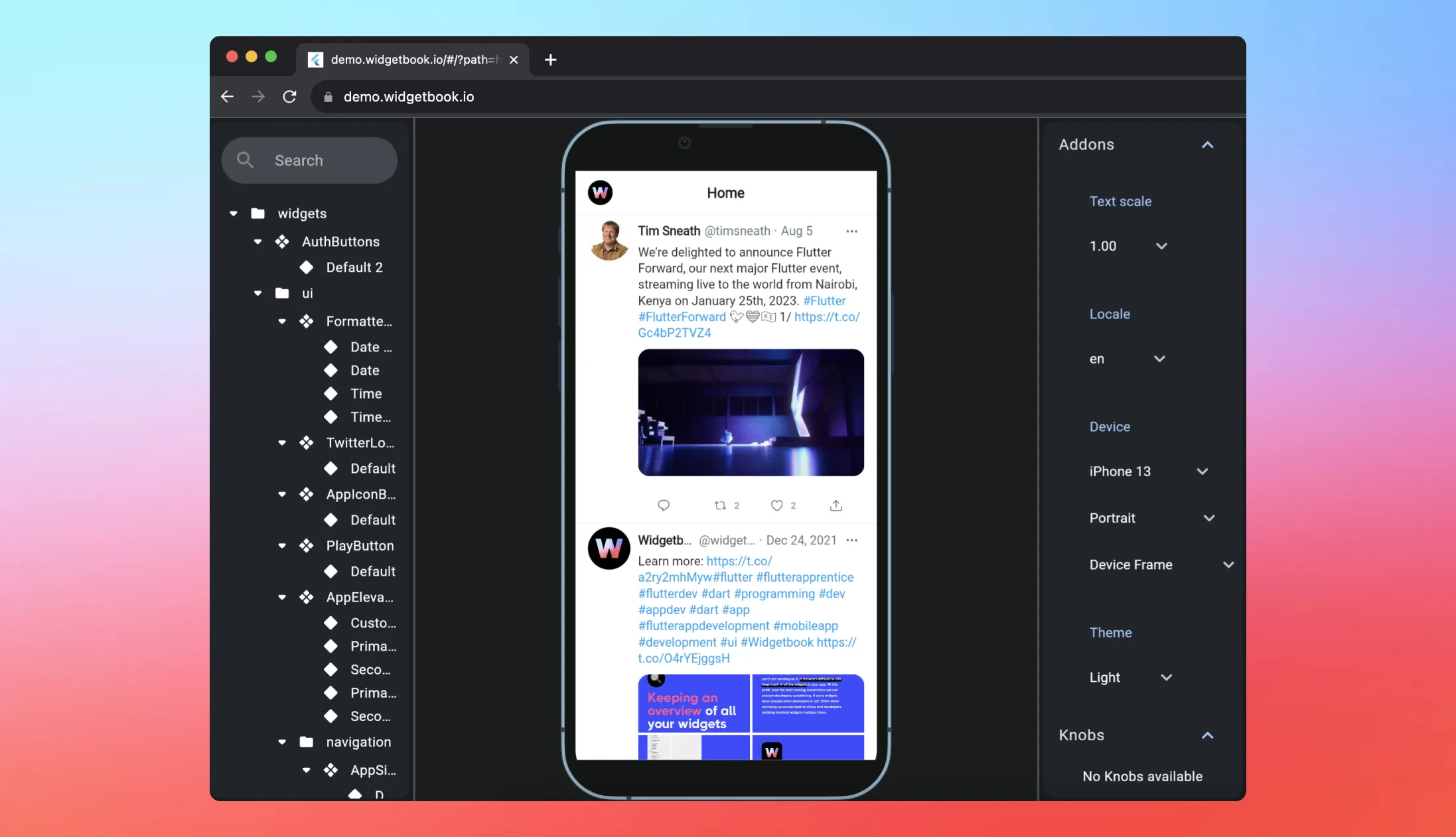 Widgetbook screenshot